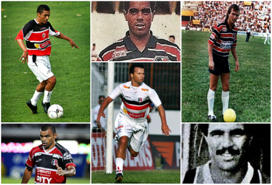 Jogadores do Santa Cruz: Leonardo, Betão, Ribamar, Dutra, Kuki e Roberto Coração de Leão