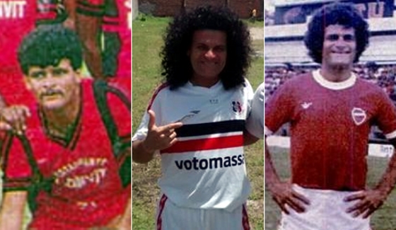 Mauro Shampo com as camisas de Íbis, Santa Cruz e Santo Amaro