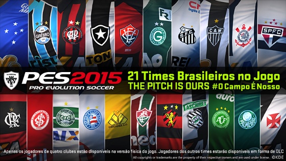 Clubes brasileiros no Pro Evolution Soccer 2015. Crédito: Konami/divulgação