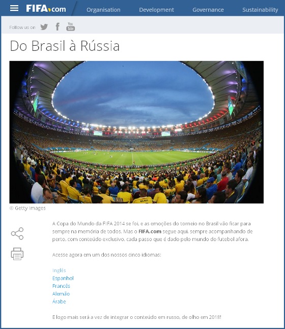 Site oficial da Fifa, sem versão em português a partir de 22/12/2014
