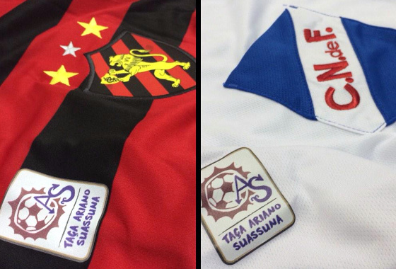 Camisas da Taça Ariano Suassuna 2015, Sport x Nacional. Imagem: sportrecife/twitter