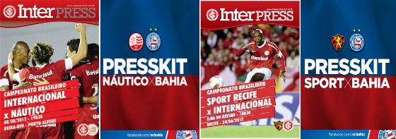 Press kits de Internacional e Bahia contra Náutico e Sport, na Série A de 2012