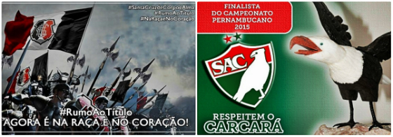 Facebook de Santa Cruz e Salgueiro festejando a classificação à final do Estadual de 2015.  Crédito: reprodução/facebook