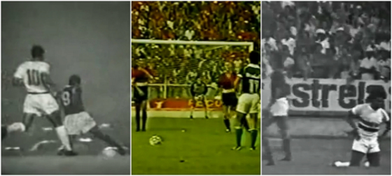 Taça Brasil 1967: Palmeiras 2x0 Náutico. Série A 1975: Santa Cruz 2x3 Cruzeiro. Série A 1987: Sport 1x0 Guarani. Crédito: youtube/reprodução
