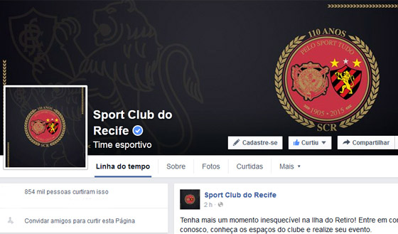 Facebook do Sport em maio de 2015