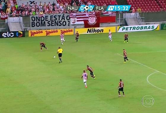 Copa do Brasil 2015, 3ª fase: Náutico x Flamengo. Imagem: Rede Globo/reprodução