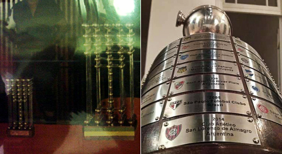 Réplica e versão original da Taça das Bolinhas da Série A (1975-1992) e a base da Taça Libertadores até 2015
