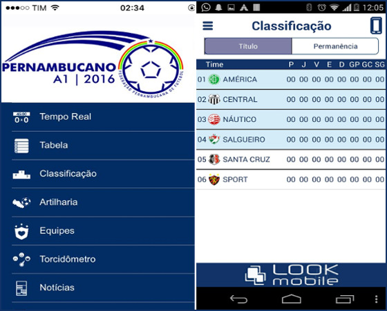 O aplicativo oficial do Campeonato Pernambucano de 2016. Crédito: Look Mobile