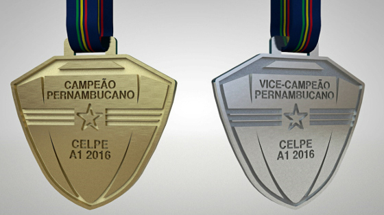 Medalhas do Campeonato Pernambucano de 2016. Crédito: FPF/divulgação