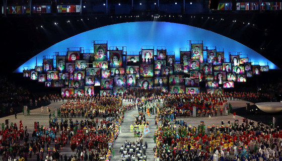 Cerimônia de abertura dos Jogos Olímpicos de 2016, no Rio de Janeiro. Crédito: Olimpíada/twitter (@Olympics)
