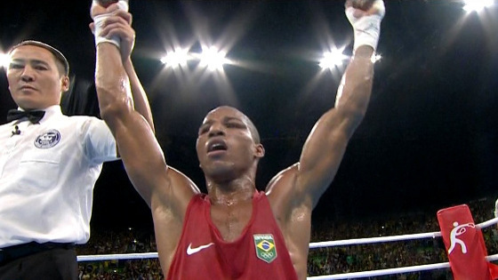 Final do boxe (peso ligeiro), com Robson Conceição, na Olimpíada 2016. Crédito: Rede Globo/reprodução
