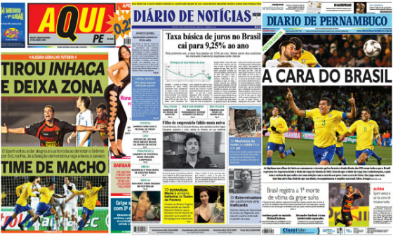 Jornais no dia 29 de junho de 2009: Aqui PE, Diário de Notícias e Diario de Pernambuco
