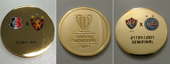 As moedas dos árbitros no mata-mata do Nordestão 2017. Crédito: divulgação