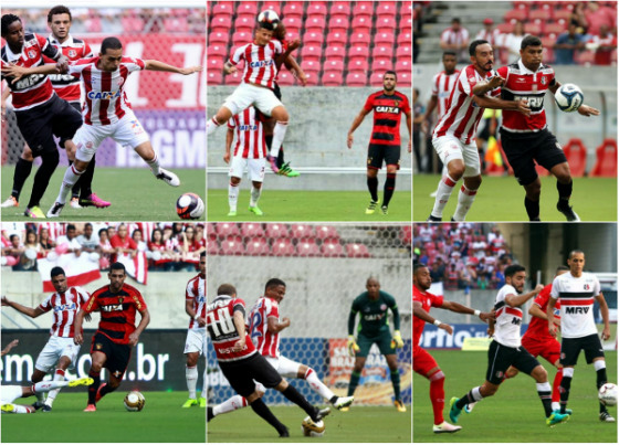 Náutico 1 x 1 Santa (29/01), Náutico 2 x 1 Sport (05/03) e Náutico 1 x 0 Santa (12/03); Náutico 1 x 1 Sport (23/04), Náutico 1 x 2 Santa (06/05) e Náutico 0 x 0 Santa (15/07). Fotos: Ricardo Fernandes e Paulo Paiva, ambos do DP